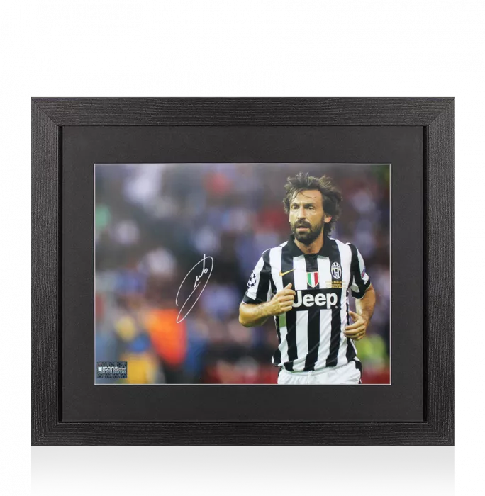 icons Andrea Pirlo Signed Juventus Photo In Black Wooden Frame: UEFA Champions League Finalist