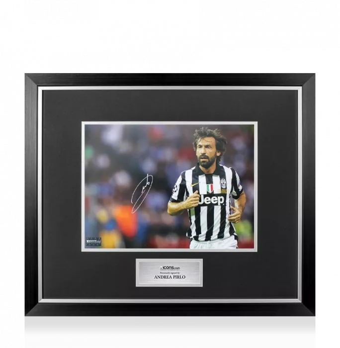 icons Andrea Pirlo Signed Juventus Photo In Premium Photo Frame: UEFA Champions League Finalist