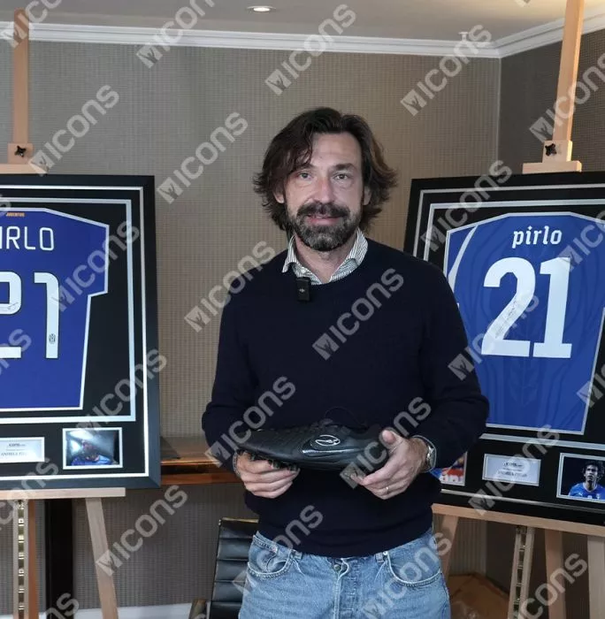 Icons Andrea Pirlo Signed Nike Tiempo Black Boot In Acrylic Case