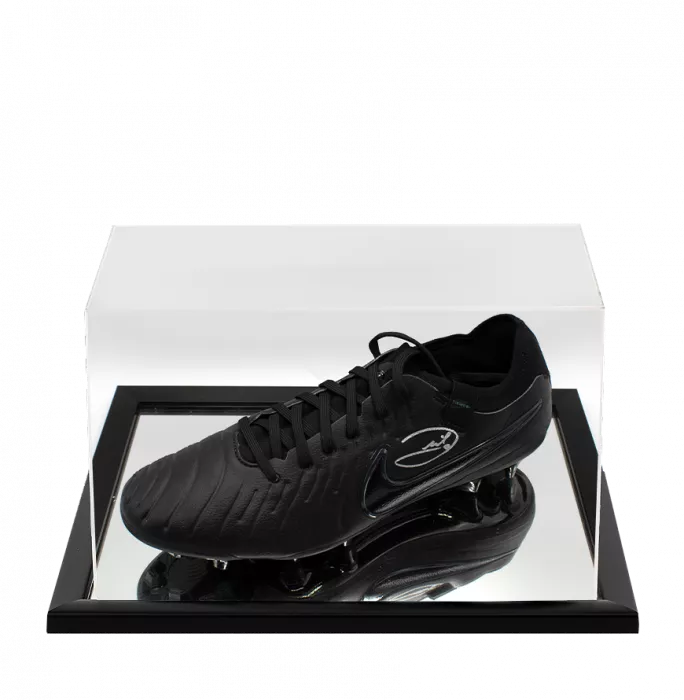 icons Andrea Pirlo Signed Nike Tiempo Black Boot In Acrylic Case
