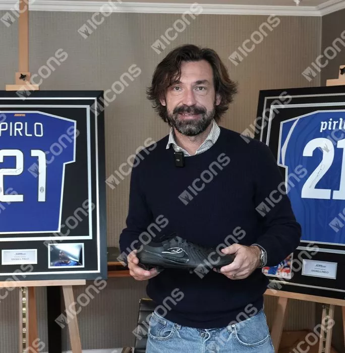 Icons Andrea Pirlo Signed Nike Tiempo Black Boot In Bubble Frame: Option 1