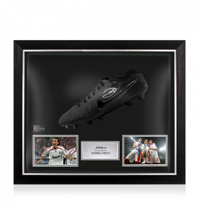icons Andrea Pirlo Signed Nike Tiempo Black Boot In Bubble Frame: Option 1