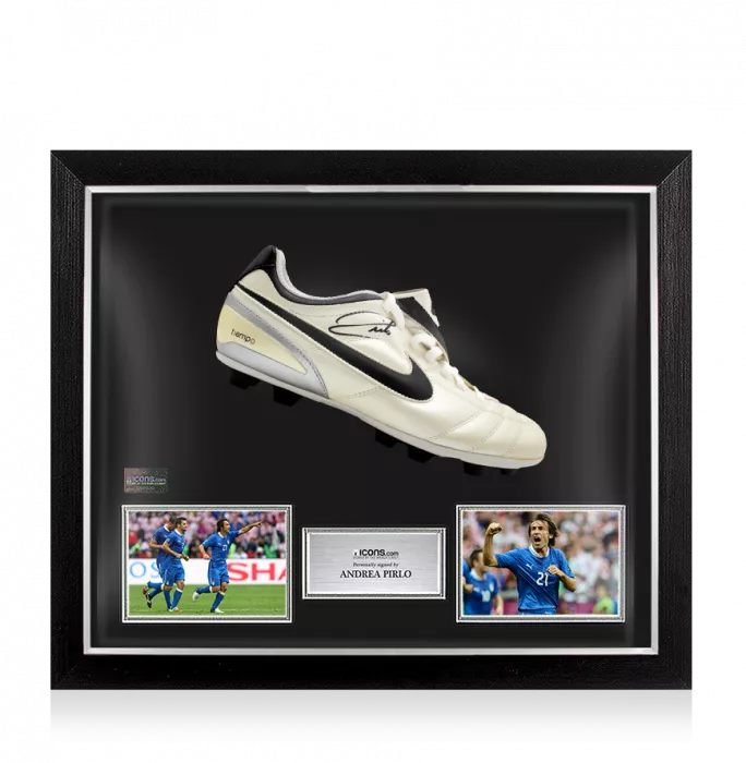 icons Andrea Pirlo Signed Nike Tiempo Boot In Bubble Frame: Option 1