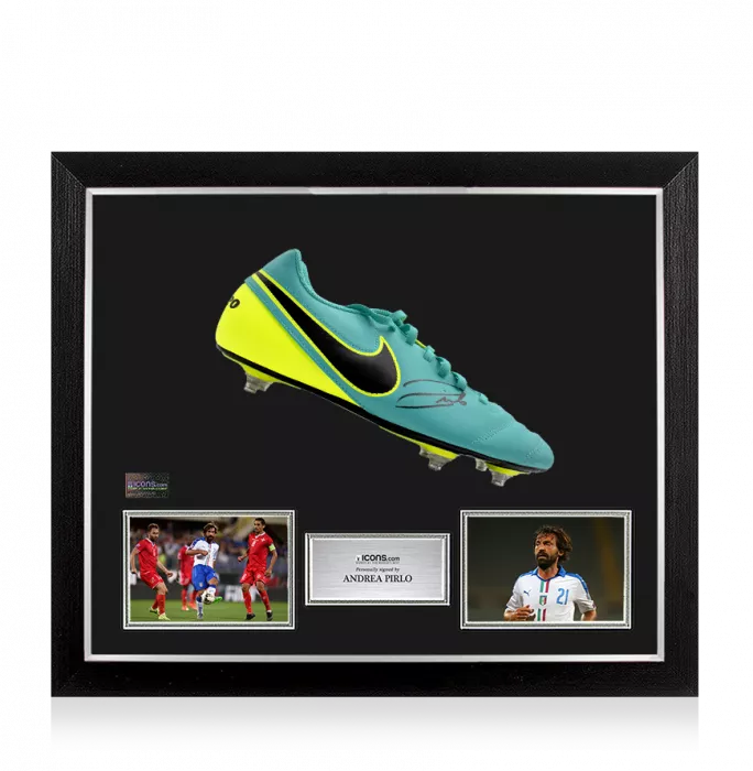 icons Andrea Pirlo Signed Nike Tiempo Boot In Bubble Frame: Option 1