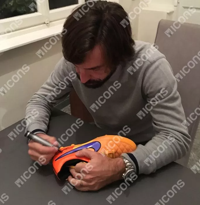 Icons Andrea Pirlo Signed Yellow Nike Tiempo Boot In Bubble Frame: Option 1