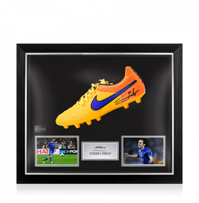 icons Andrea Pirlo Signed Yellow Nike Tiempo Boot In Bubble Frame: Option 1