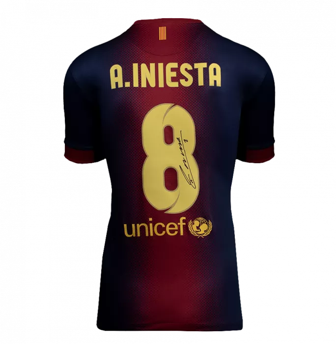 Icons Andres Iniesta Back Signed FC Barcelona 2012-13 Home Shirt