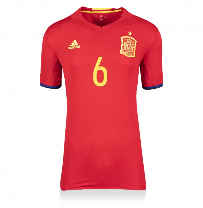 Icons Andres Iniesta Back Signed Spain 2016-17 Home Shirt