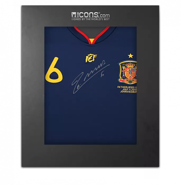 icons Andres Iniesta Front Signed Spain 2010 Away Shirt: World Cup Edition In Deluxe Packaging