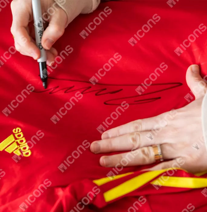 Icons Andres Iniesta Front Signed Spain 2016-17 Home Shirt