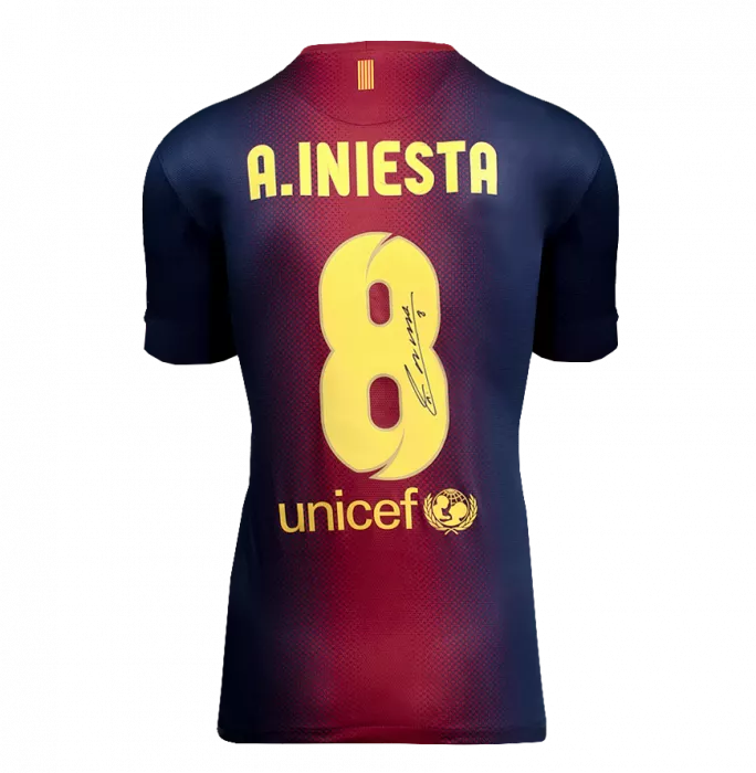 Icons Andres Iniesta Official FC Barcelona Back Signed And Framed 2012-13 Home Shirt