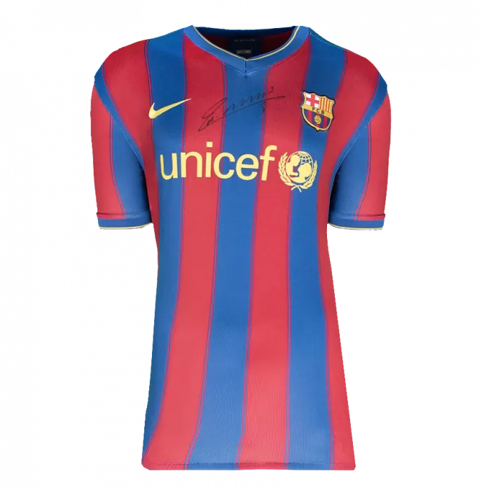 Icons Andres Iniesta Official FC Barcelona Front Signed And Framed 2009-10 Home Shirt
