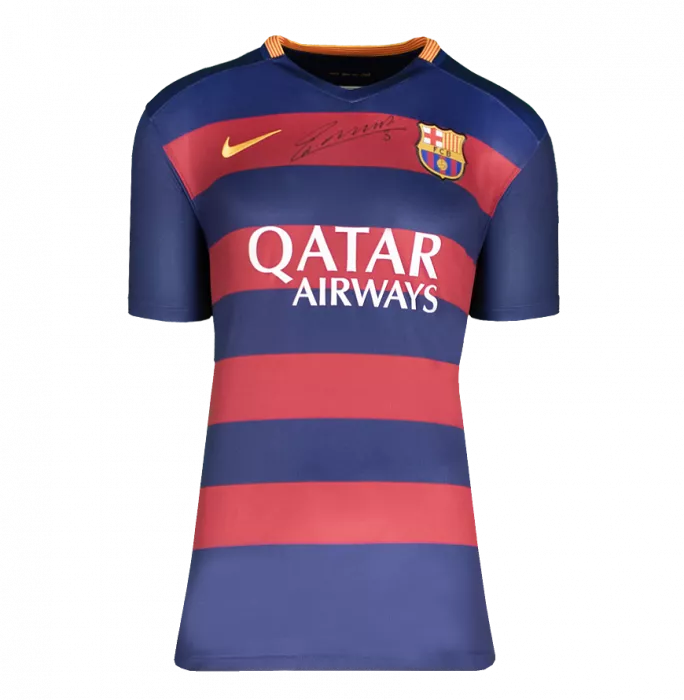 Icons Andres Iniesta Official FC Barcelona Front Signed And Framed 2015-16 Home Shirt