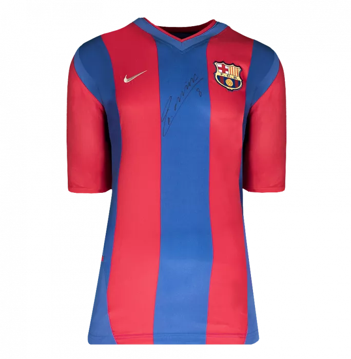 Icons Andres Iniesta Official FC Barcelona Front Signed Player Issue FC Barcelona 2002-03 Home Shirt