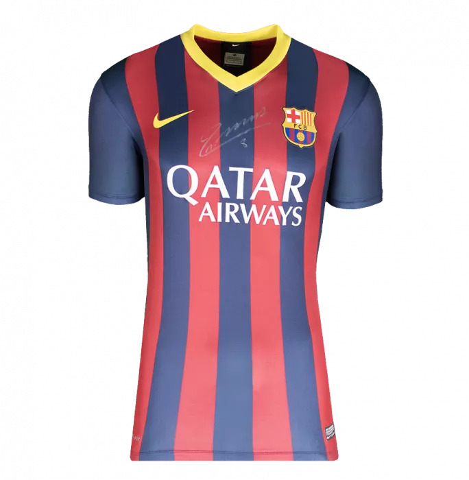 Icons Andres Iniesta Official FC Barcelona Front Signed And Framed 2013-14 Home Shirt: Version 2