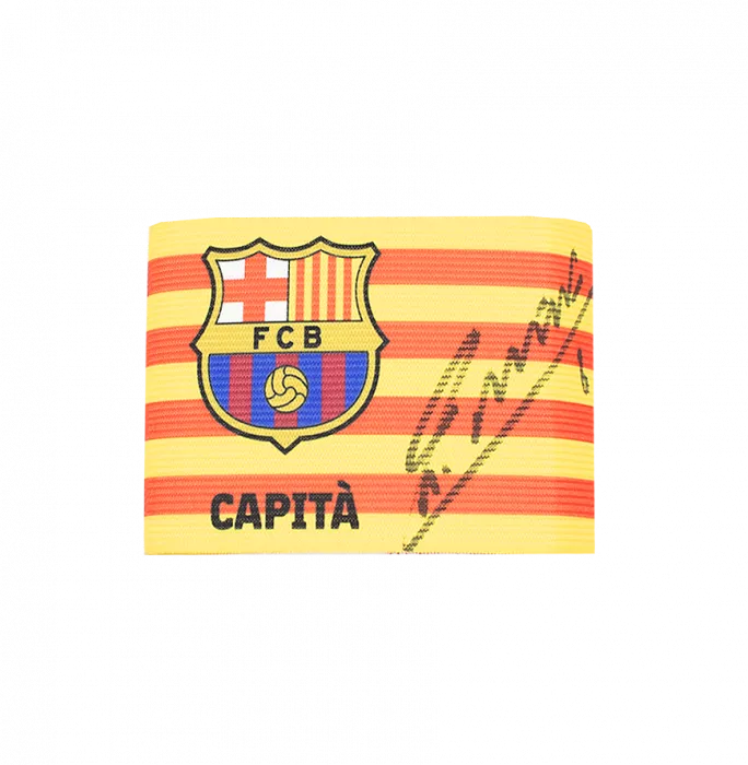 Icons Andres Iniesta Official FC Barcelona Signed And Framed Captain's Armband