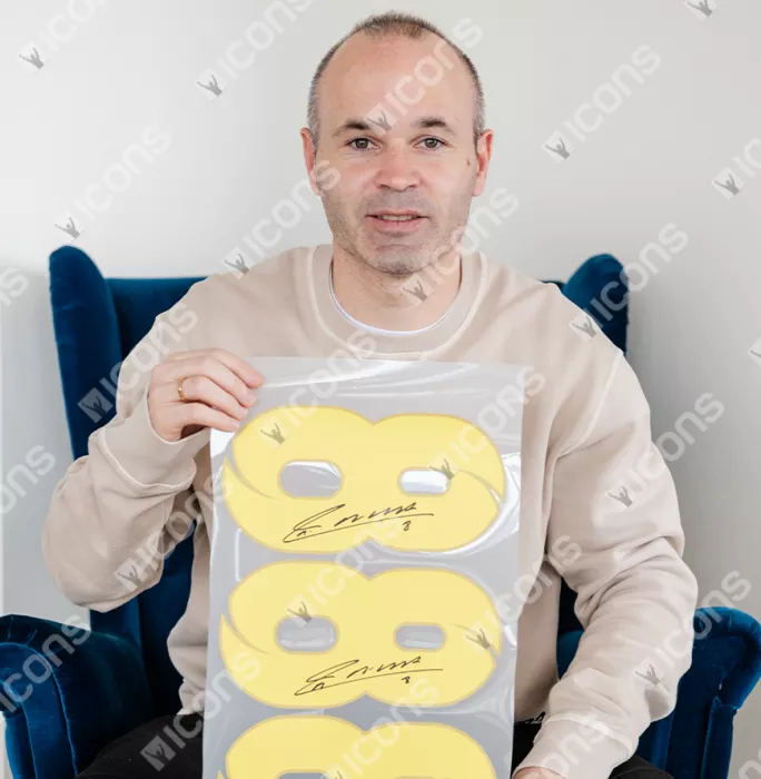Icons Andres Iniesta Official UEFA Champions League Back Signed And Hero Framed FC Barcelona 2012-2013 Home Shirt - Infinity Edition