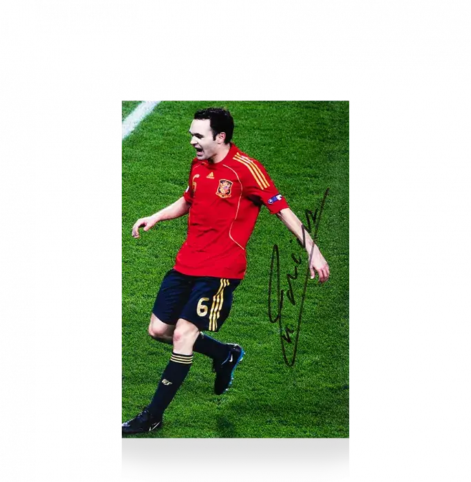 icons Andres Iniesta Signed Mini Spain Photo: UEFA EURO 2012 Winner