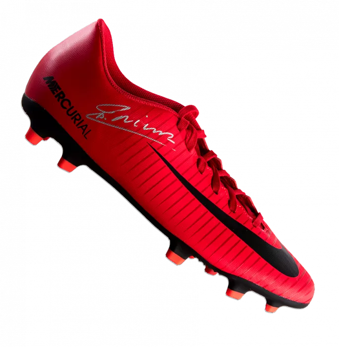 icons Andres Iniesta Signed Red and Black Nike Mercurial Boot