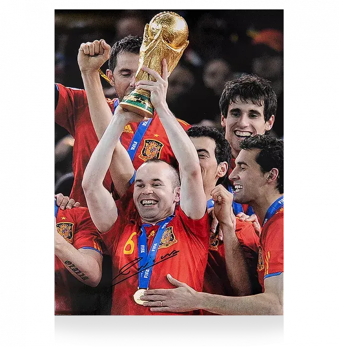 icons Andres Iniesta Signed Spain Photo: 2010 FIFA World Cup Winner