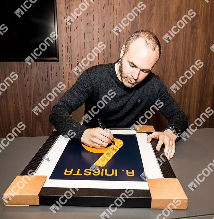 Icons Andres Iniesta Signed Spain Shirt Print In Black Wooden Frame: Limited Edition 2010 FIFA World Cup Winner