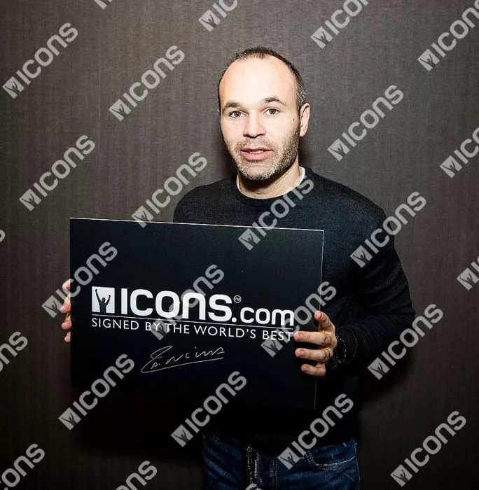 Icons Andres Iniesta Signed Spain Shirt Print In Black Wooden Frame: Limited Edition 2010 FIFA World Cup Winner