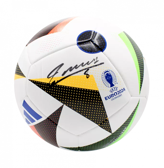 Icons Andres Iniesta Signed UEFA EURO 2024 Football In Acrylic Case