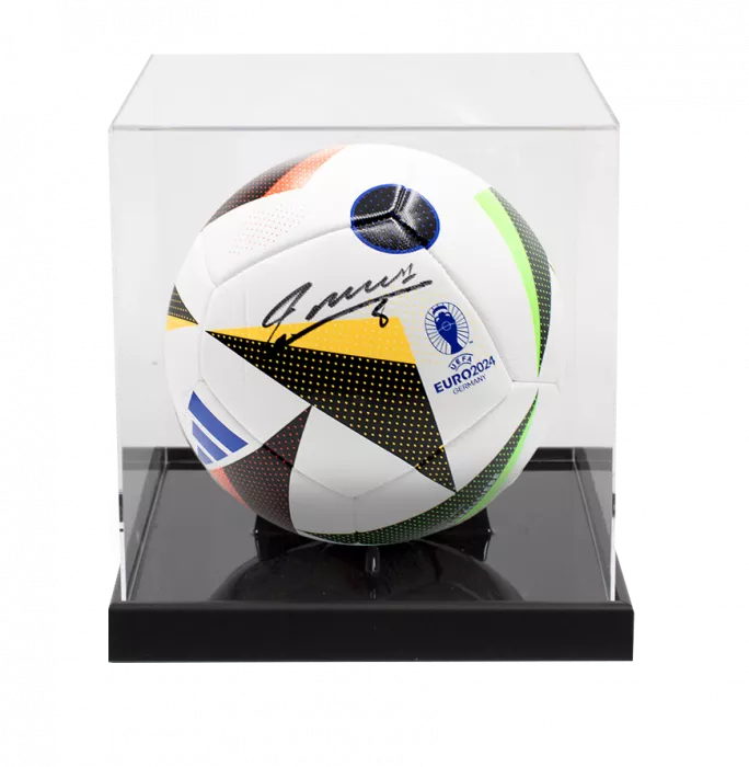 icons Andres Iniesta Signed UEFA EURO 2024 Football in Acrylic Case