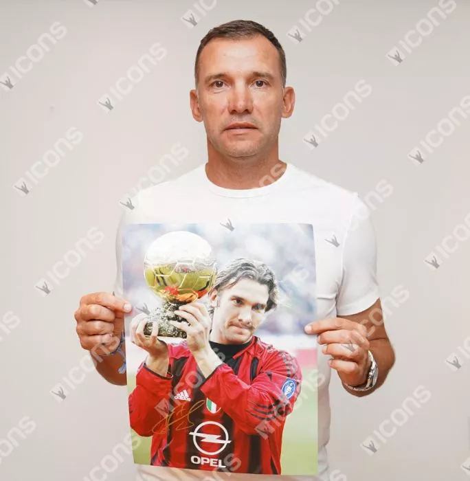 Icons Andriy Shevchenko AC Milan & Lothar Matthaus Internazionale Signed Photos In Dual Photo Frame