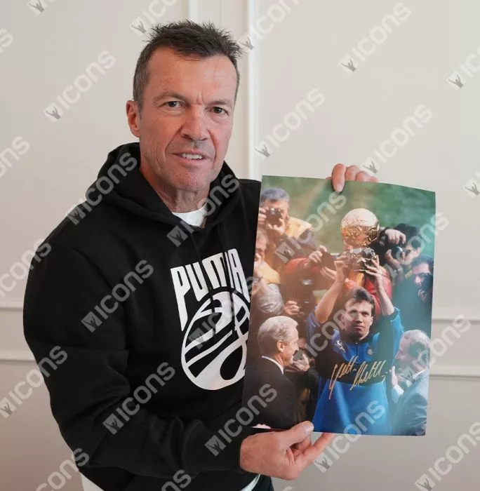 Icons Andriy Shevchenko AC Milan & Lothar Matthaus Internazionale Signed Photos In Dual Photo Frame