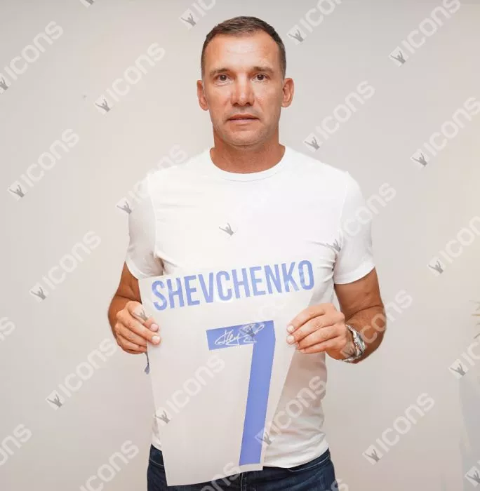 Icons Andriy Shevchenko Back Signed Game4Ukraine Shirt In Classic Frame