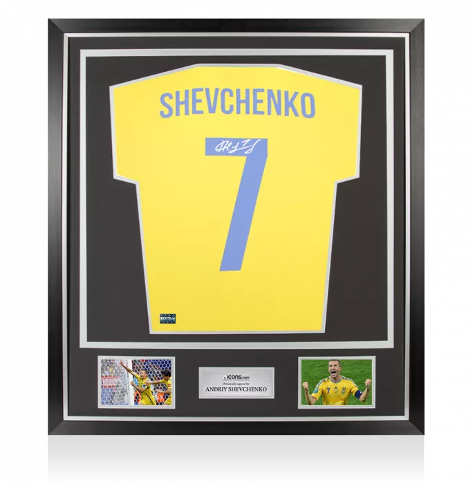 icons Andriy Shevchenko Back Signed Game4Ukraine Shirt In Classic Frame