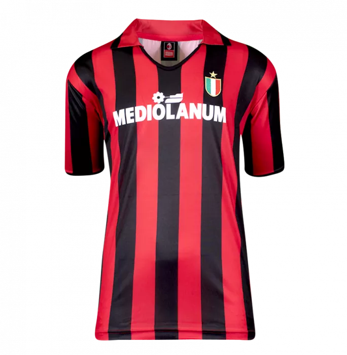 Icons Andriy Shevchenko Official AC Milan Back Signed And Framed 1988 Home Shirt With Fan Style Numbers
