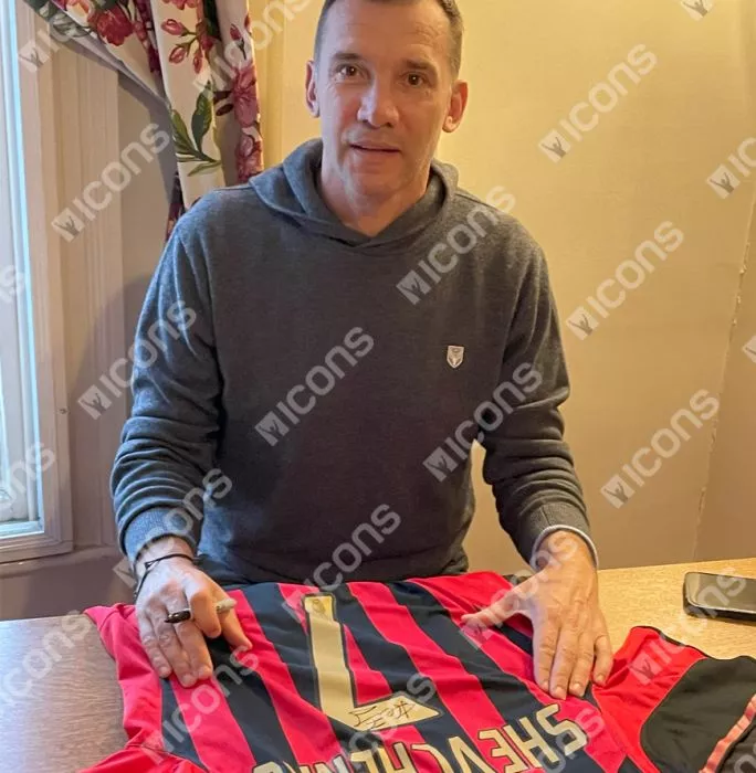 Icons Andriy Shevchenko Official AC Milan Back Signed And Framed 2005-06 Home Shirt