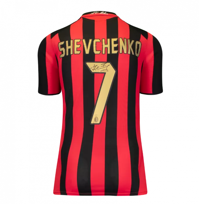 Icons Andriy Shevchenko Official AC Milan Back Signed And Framed 2005-06 Home Shirt