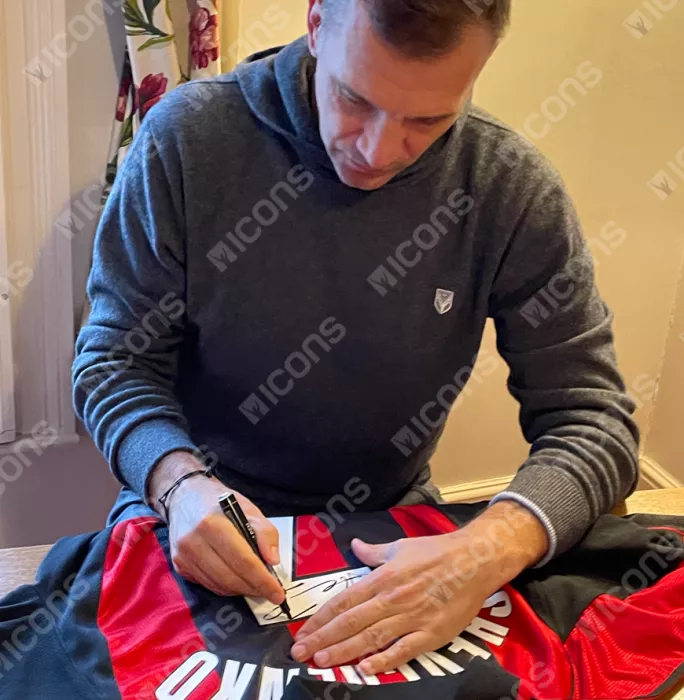 Icons Andriy Shevchenko Official AC Milan Back Signed And Framed 1998-99 Home Shirt