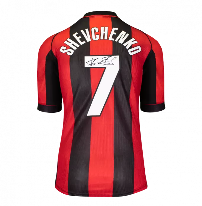 Icons Andriy Shevchenko Official AC Milan Back Signed And Framed 1998-99 Home Shirt