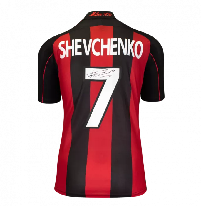 Icons Andriy Shevchenko Official AC Milan Back Signed And Framed 2000-02 Home Shirt
