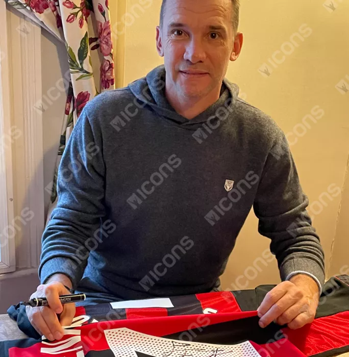 Icons Andriy Shevchenko Official AC Milan Back Signed And Framed 2002-03 Home Shirt