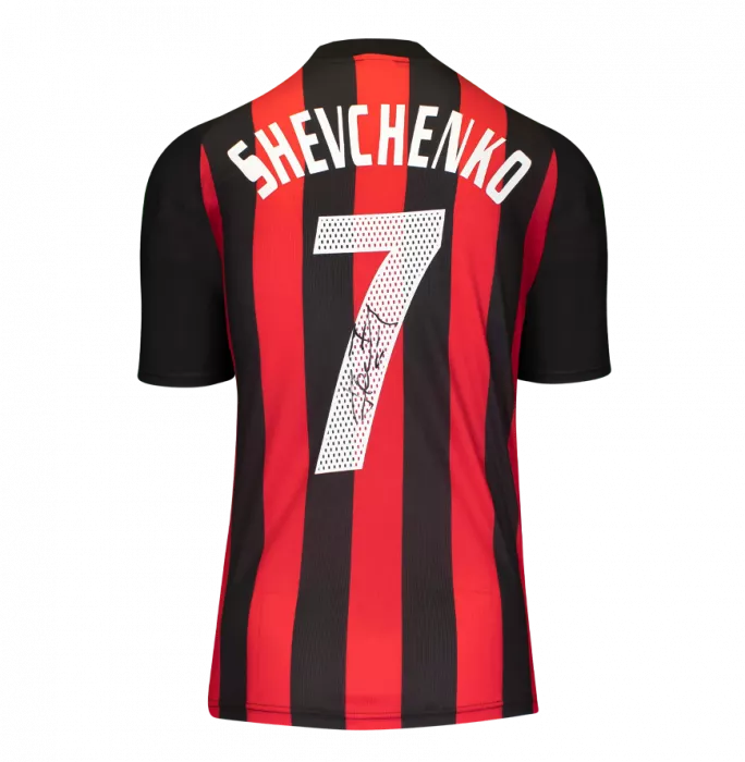 Icons Andriy Shevchenko Official AC Milan Back Signed And Framed 2002-03 Home Shirt