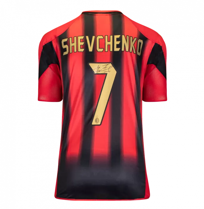 Icons Andriy Shevchenko Official AC Milan Back Signed And Framed 2004-05 Home Shirt