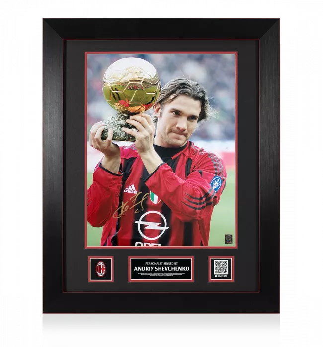 icons Andriy Shevchenko Official AC Milan Signed and Framed Photo: 2004 Ballon d'Or Winner