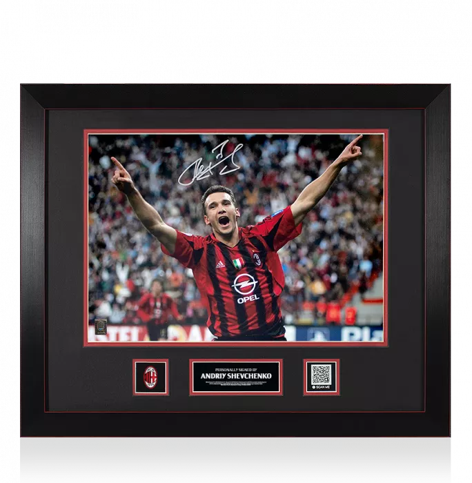 icons Andriy Shevchenko Official AC Milan Signed and Framed Photo: UEFA Champions League Icon