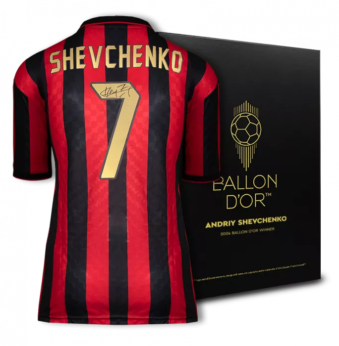 icons Andriy Shevchenko Official Ballon d'Or™ Back Signed AC Milan 1996 Home Shirt: 2004 Winner's Pack