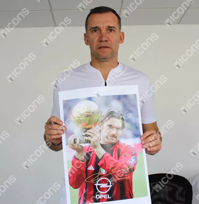 Icons Andriy Shevchenko Official Ballon D'Or™ Signed And Framed AC Milan Photo: 2004 Winner