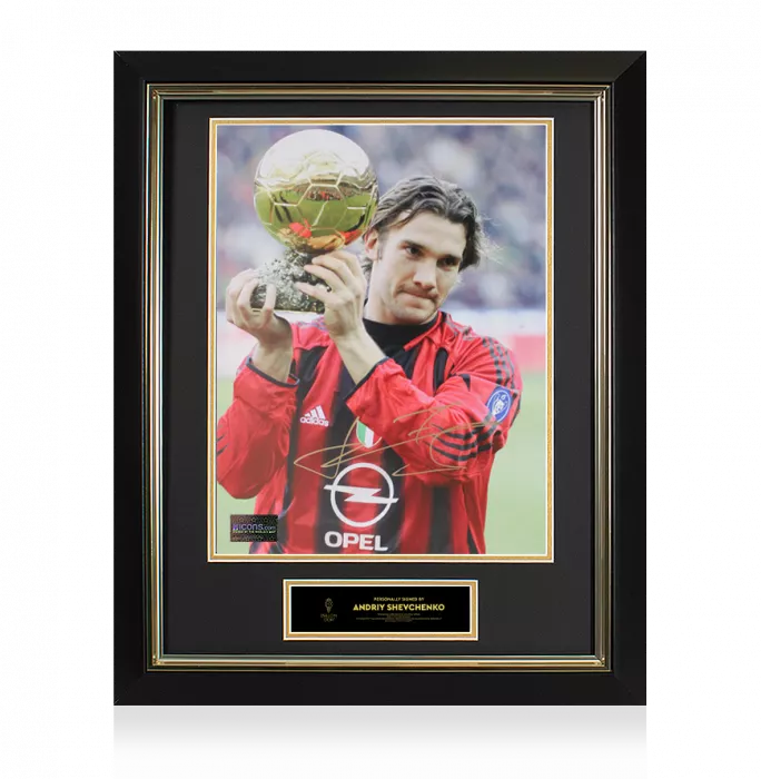 icons Andriy Shevchenko Official Ballon d'Or™ Signed and Framed AC Milan Photo: 2004 Winner