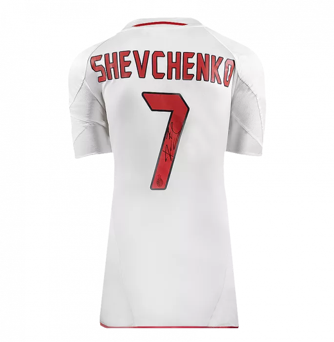 Icons Andriy Shevchenko Official UEFA Champions League Back Signed And Framed AC Milan 2004-05 Away Shirt