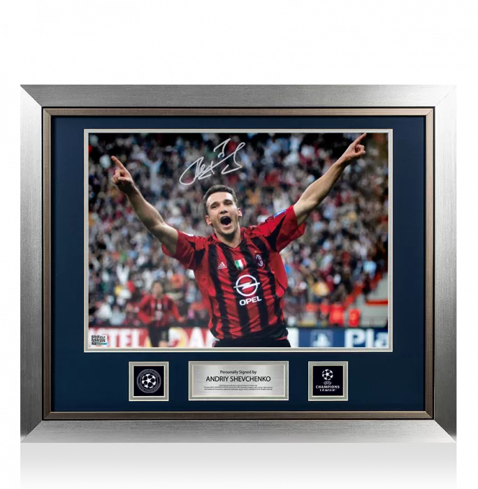 icons Andriy Shevchenko Official UEFA Champions League Signed and Framed AC Milan Photo: UEFA Champions League Icon
