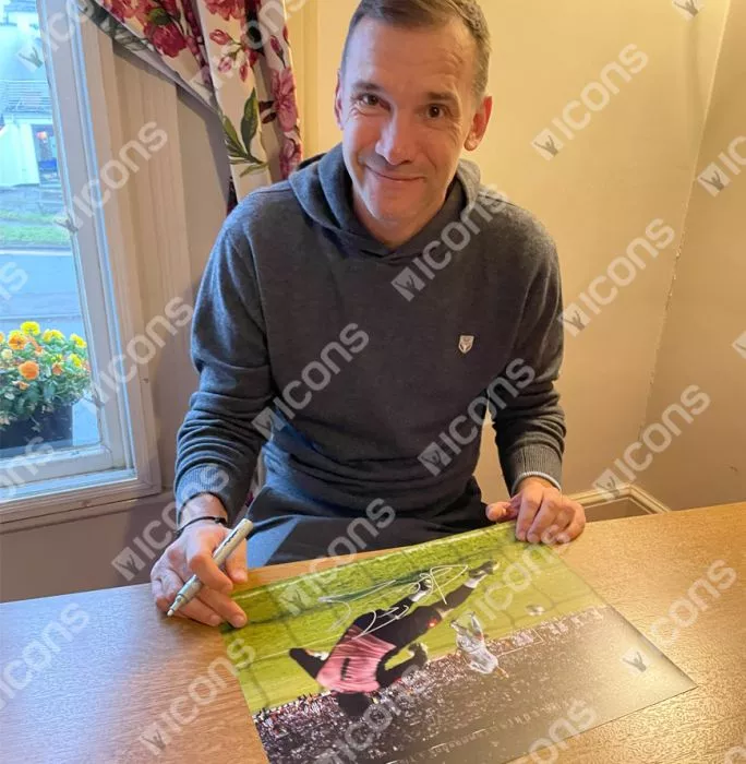 Icons Andriy Shevchenko Signed AC Milan Photo In Black Wooden Frame: 2003 UEFA Champions League Winner