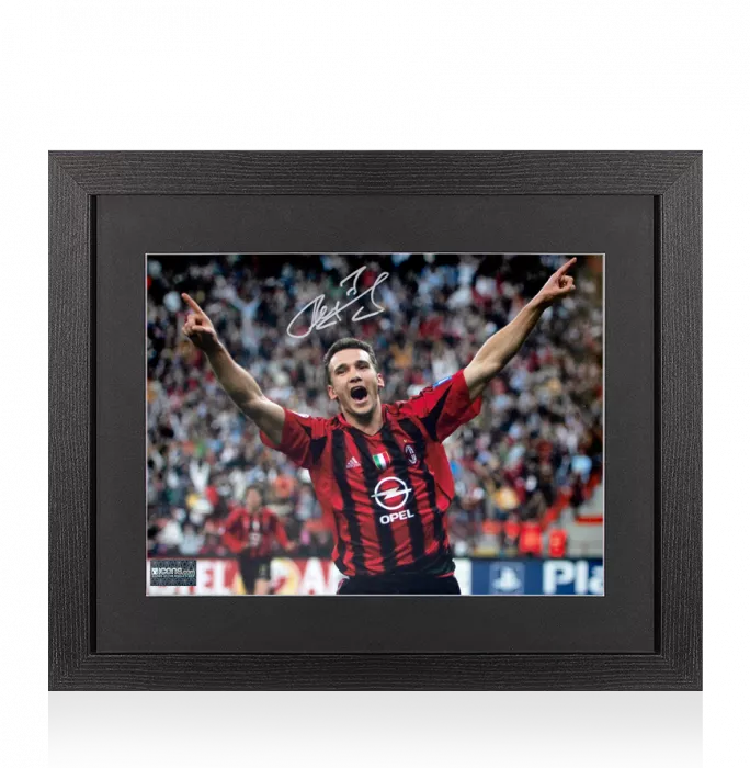 icons Andriy Shevchenko Signed AC Milan Photo In Black Wooden Frame: UEFA Champions League Icon